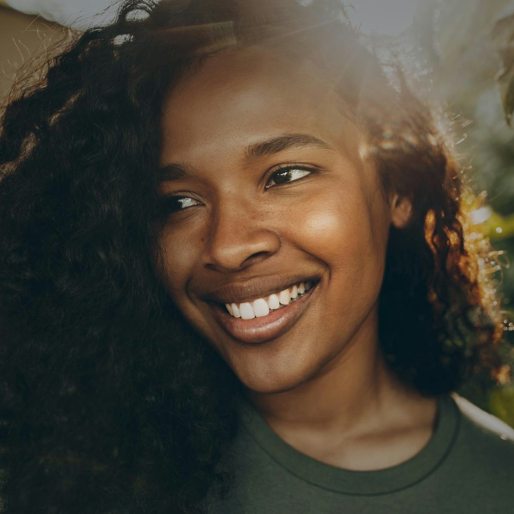 A woman with a beautiful smile at the dentist